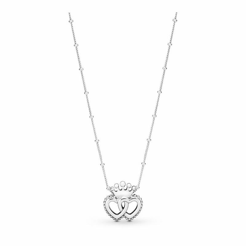 Pandora Australia United Regal Hearts Necklace - Sterling Silver | AERYQN051